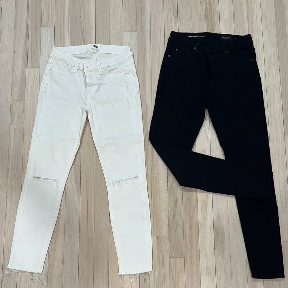 PAIGE Skinny Jeans in White and AG Black Skinny Jeans